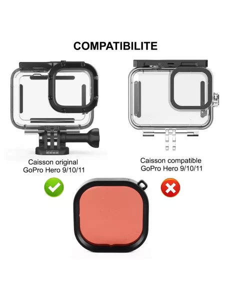Filtre Rouge pour Boîtier Caisson de Plongée Original GoPro Hero 9 ...
