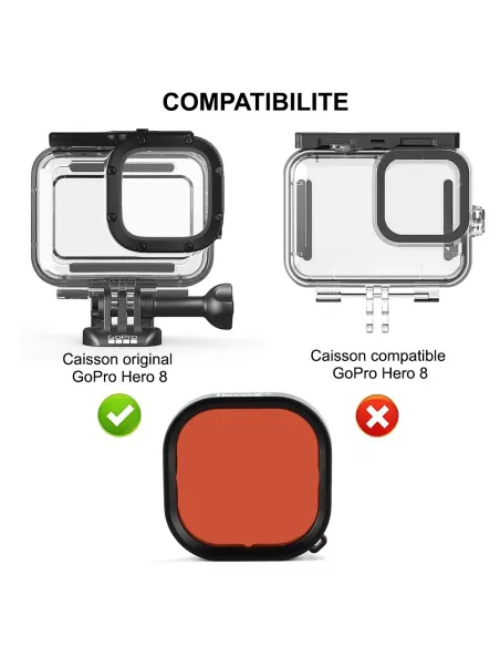 Filtre Rouge pour Boîtier Caisson de Plongée Original GoPro Hero 8 ...