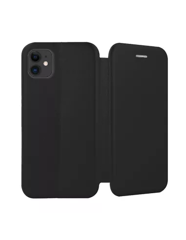 iPhone 11 Folio Leather Case + 9H Tempered Glass Screen Protector - Black...
