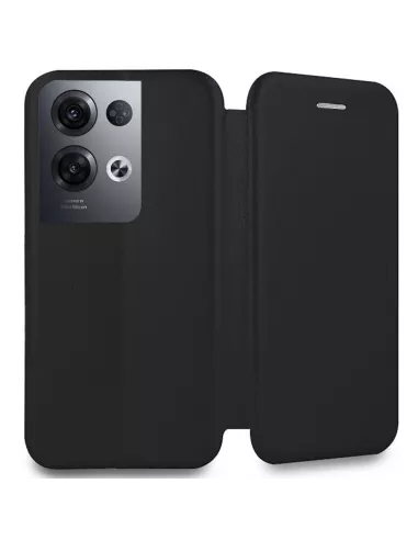 Oppo Reno 8 Pro Leather Case Folio Clam - Black | Ibroz