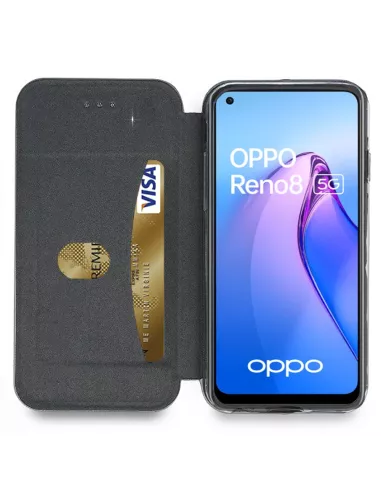 Oppo Reno 8 Etui Cuir Folio Clam - Bleu Cosmos | Ibroz