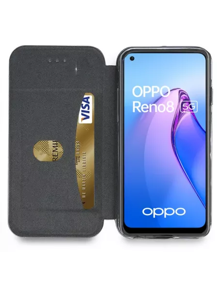 Oppo Reno 8 Etui Cuir Folio Clam - Bleu Cosmos | Ibroz