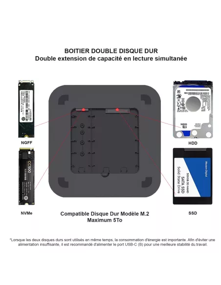 Dock HUB MAC Mini MC25 Pro MAX Extension Mémoire 9 en 1 - SATA SSD ...