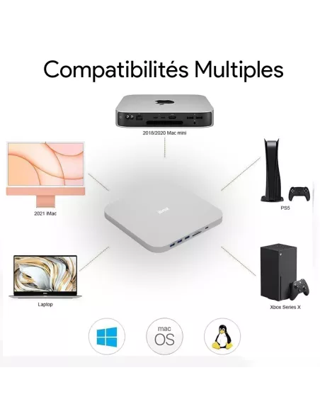 Dock HUB MAC Mini MC25 Pro MAX Extension Mémoire 9 en 1 - SATA SSD ...