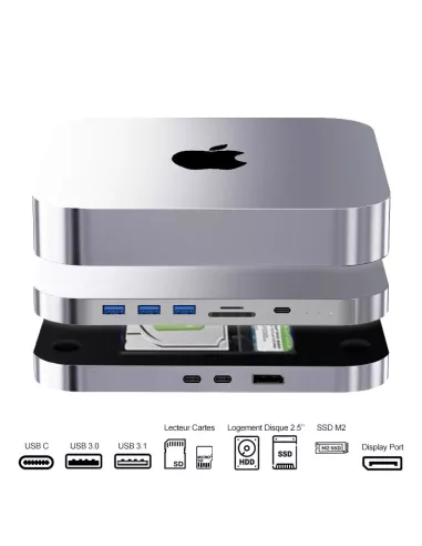 Dock HUB Mac Mini MC25 Pro DP - 8 in 1 Memory Extension - SATA SSD...