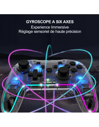 Manette de Jeu Lumineuse Controleur PRO HD Vibes sans fil pour Nint...