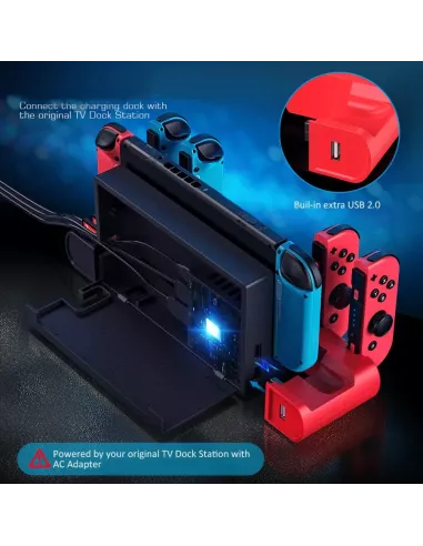 Station socle de charge 6 en 1 pour manettes Joy-con et Nintendo Sw...