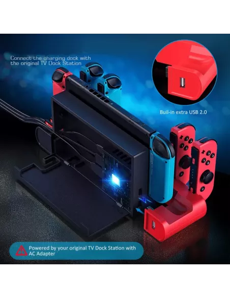 Station socle de charge 6 en 1 pour manettes Joy-con et Nintendo Sw...