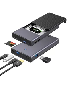 HUB USB C MC30 Pro - 7 en 1 avec boîtier pour disque dur SDD-HDD 2....