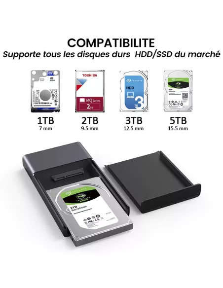 HUB USB C MC30 Pro - 7 en 1 avec boîtier pour disque dur SDD-HDD 2....