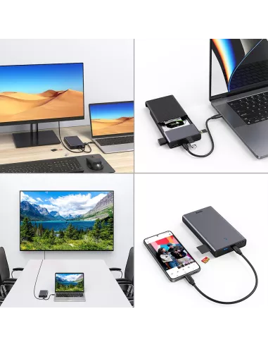 HUB USB C MC30 Pro - 7 in 1 with enclosure for SDD-HDD hard disk 2....