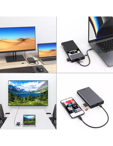 HUB USB C MC30 Pro - 7 in 1 with enclosure for SDD-HDD hard disk 2....
