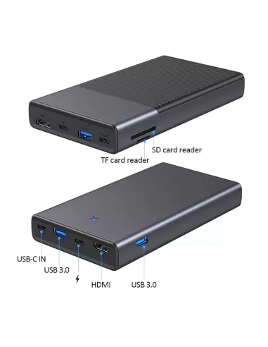 HUB USB C MC30 Pro - 7 en 1 avec boîtier pour disque dur SDD-HDD 2....