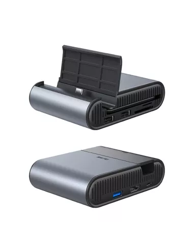 ibroz-Socle Station d'accueil DeX pour Smartphone et Tablette + Hub USB-C 7 en 1- Lecteur de Cartes SD - HDMI 4K