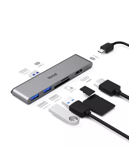 HUB USB-C 6 en 1 pour Microsoft Surface Pro 7 - USB-A 3.0 - USB-C 3...