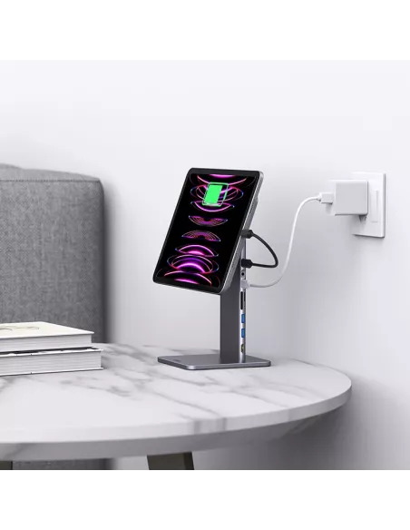 ibroz-Socle Magnetic Docking Station and Multiport Hub 6 in 1 for iPad 11, iPad 10,9 inch