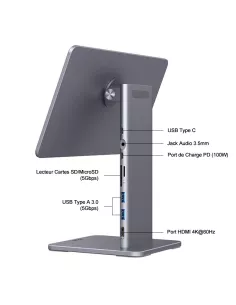 ibroz-Socle Magnetic Docking Station and Multiport Hub 6 in 1 for iPad 11, iPad 10,9 inch 2