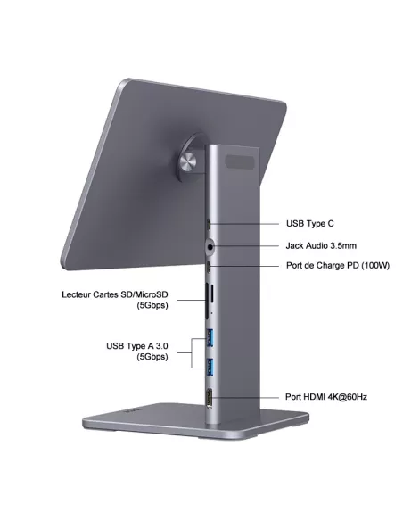 ibroz-Socle Station d'accueil Magnétique et Hub multi-ports 6 en 1 pour iPad 11, iPad 10,9 pouces
