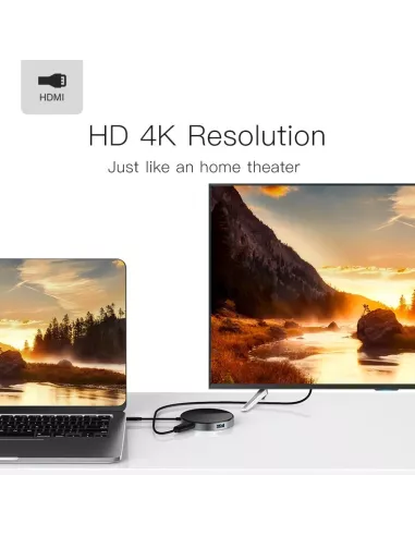 15W Wireless Induction Charger + 6-in-1 Hub - HDMI 4K + 3 USB-C - ...