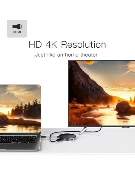 Chargeur sans fil induction 15W + Hub 6 en 1 - HDMI 4K + 3 USB-C - ...