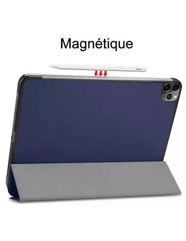 ibroz Etui Cuir Smart Folio Cover pour iPad Pro 11" (1ᵉ, 2ᵉ, 3ᵉ, 4ᵉ Génération) bleu nuit
