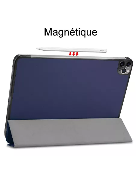 ibroz Etui Cuir Smart Folio Cover pour iPad Pro 11" (1ᵉ, 2ᵉ, 3ᵉ, 4ᵉ Génération) bleu nuit