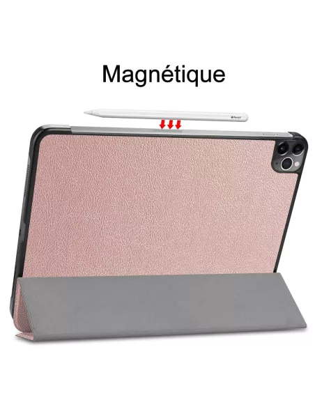 ibroz Etui Cuir Smart Folio Cover pour iPad Pro 11" (1ᵉ, 2ᵉ, 3ᵉ, 4ᵉ Génération) rose gold