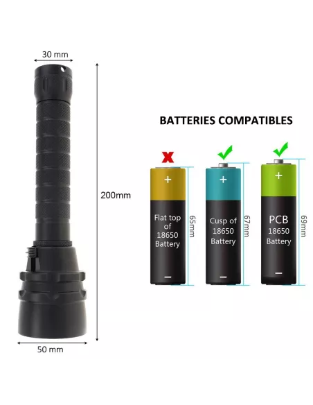 Diving torch 80m 3 Leds (L2) extra powerful - 6000 Lm - Light...
