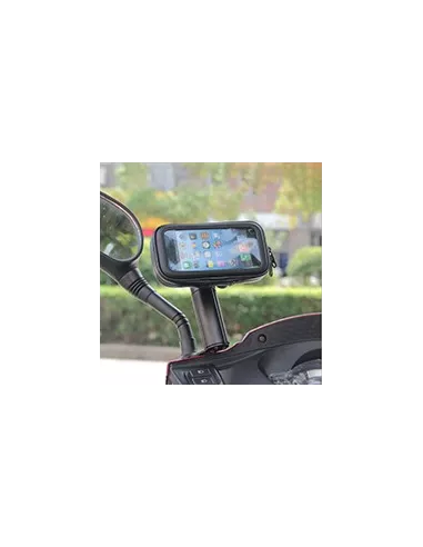 Universal smartphone mount on rearview mirror for motorcycles, bicycles, ...