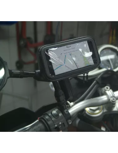 ibroz Universal smartphone holder on rearview mirror for motorcycles, bicycles and mountain bikes