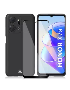 ibroz-liquid LSR full shell for Honor X7a black + tempered glass