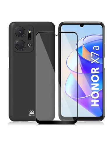 ibroz-coque intégrale liquid LSR pour Honor X7a noire + verre trempé