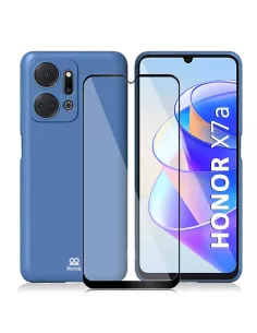 ibroz-coque intégrale liquid LSR pour Honor X7a noire + verre trempé