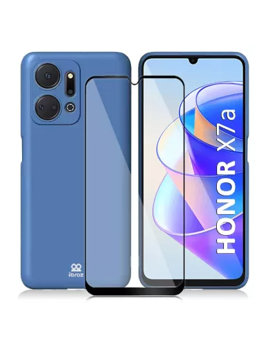 ibroz-liquid LSR full shell for Honor X7a black + tempered glass