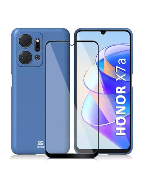 ibroz-liquid LSR full shell for Honor X7a black + tempered glass