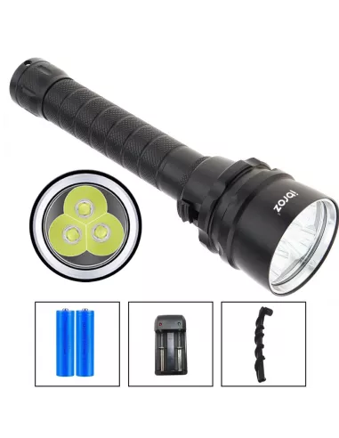 Torche de plongée 80m 3 Leds (L2) extra puissante - 6000 Lm - Lumiè...