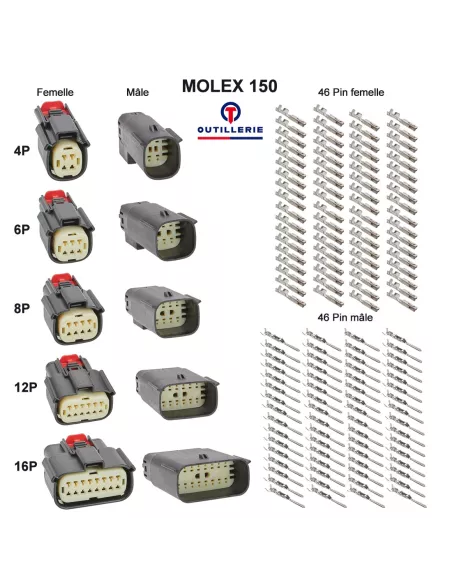 tools-Connector plugs Molex 150 waterproof - 4, 6, 8, 12, 16 Pins for Harley Davidson, cars and motorcycles