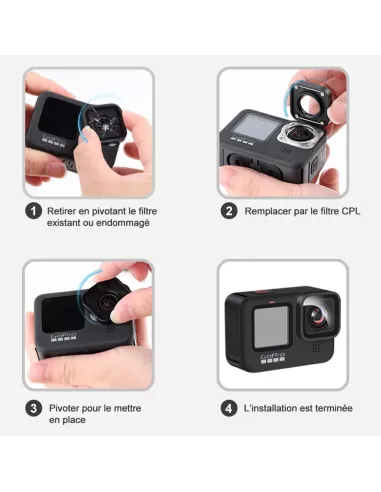 Filtre Polarisant CPL Anti Reflets pour GoPro Hero 11, Hero 10, Her...