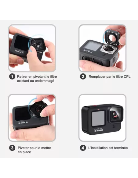 Filtre Polarisant CPL Anti Reflets pour GoPro Hero 11, Hero 10, Her...