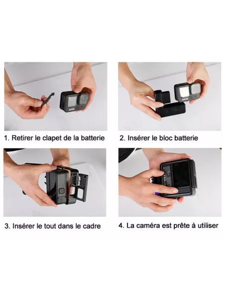 Batterie externe, 4800mAh, pour GoPro Hero 9 et Hero 10, avec cadre...