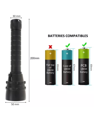 Diving torch 80m 5 Leds (L2) extra powerful - 10000 Lm - Light...