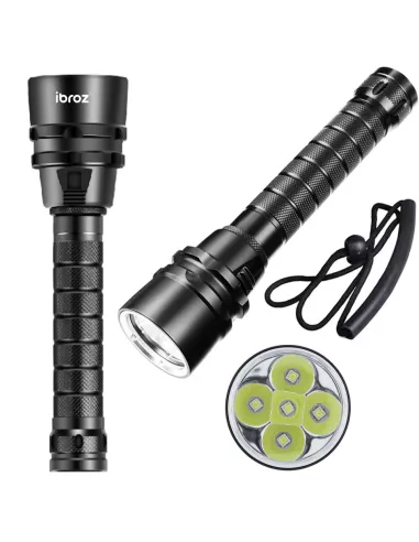 ibroz Torche de plongée 80m 5 Leds (L2) extra puissante - 10000 Lm - Lumière du jour