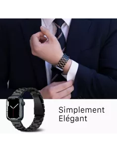 Bracelet Casual Acier Inoxydable pour Apple Watch 8, 7, 6, SE, 5, 4 - Noir 2