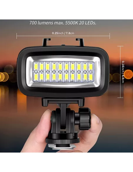 Gopro 20 Leds Diving Lamp and Torch (IPX8 - 40 meters) + Filter...