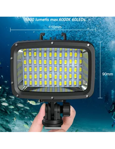 Gopro 60 Leds Diving Lamp and Torch (IPX8 - 40 meters) + Dive...