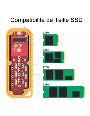 Boîtier SSD M.2 Durci de Qualité Militaire - Compatible NVMe/PCIe e...