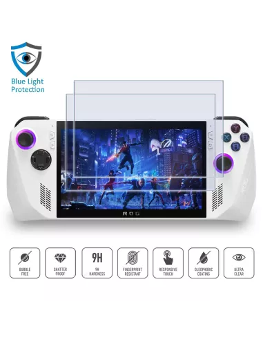 Lot de 2 protections écran premium anti lumière bleue pour ROG Ally...