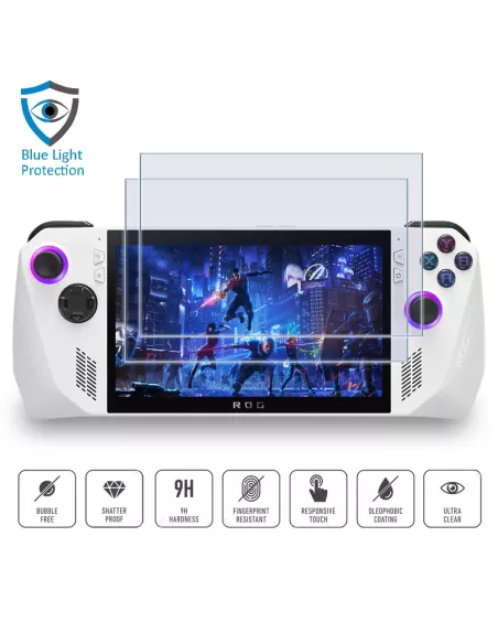 Lot de 2 protections écran premium anti lumière bleue pour ROG Ally...