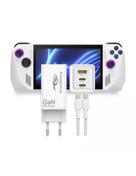 ibroz-Mains charger 65W GaN for ROG Ally - Triple USB + USB-C 100W cable