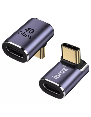USB-C to USB-C Right Angle Adapter - 40Gbs Transfer, 100W Charge | Ibroz